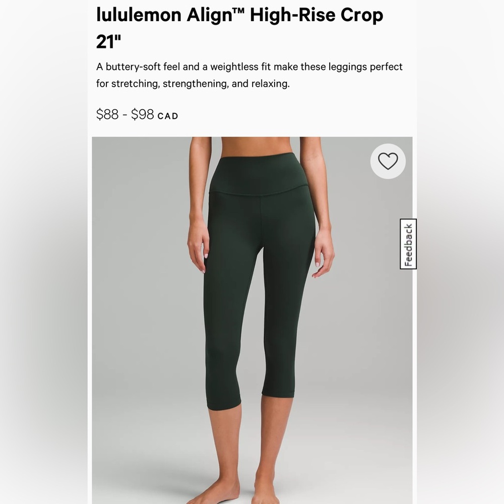 Align high rise 21” legging in coral colour